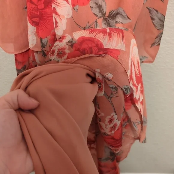 Crystal Doll pink floral sleeveless tiered ruffled maxi dress - Picture 10 of 12